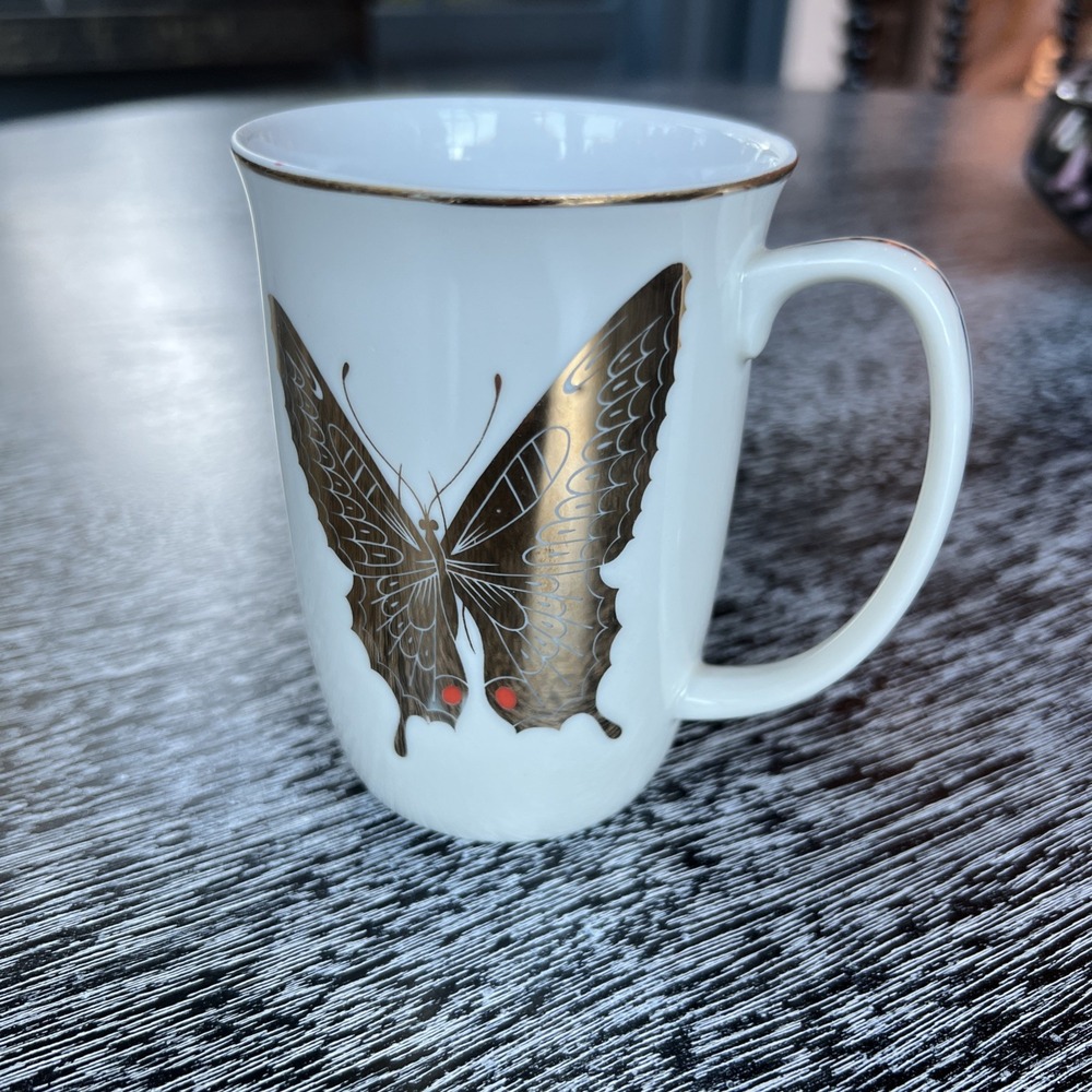 Takahashi Golden Butterflies San Francisco Hand Decorated In Gold Mug 8 Ounces